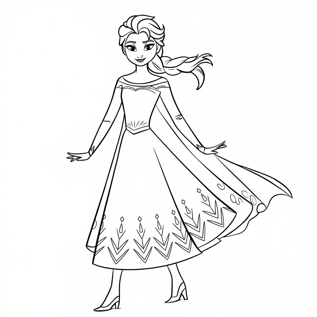 elsa frozen coloring page