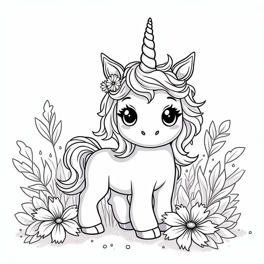 unicorn flowers Meadow Coloring
