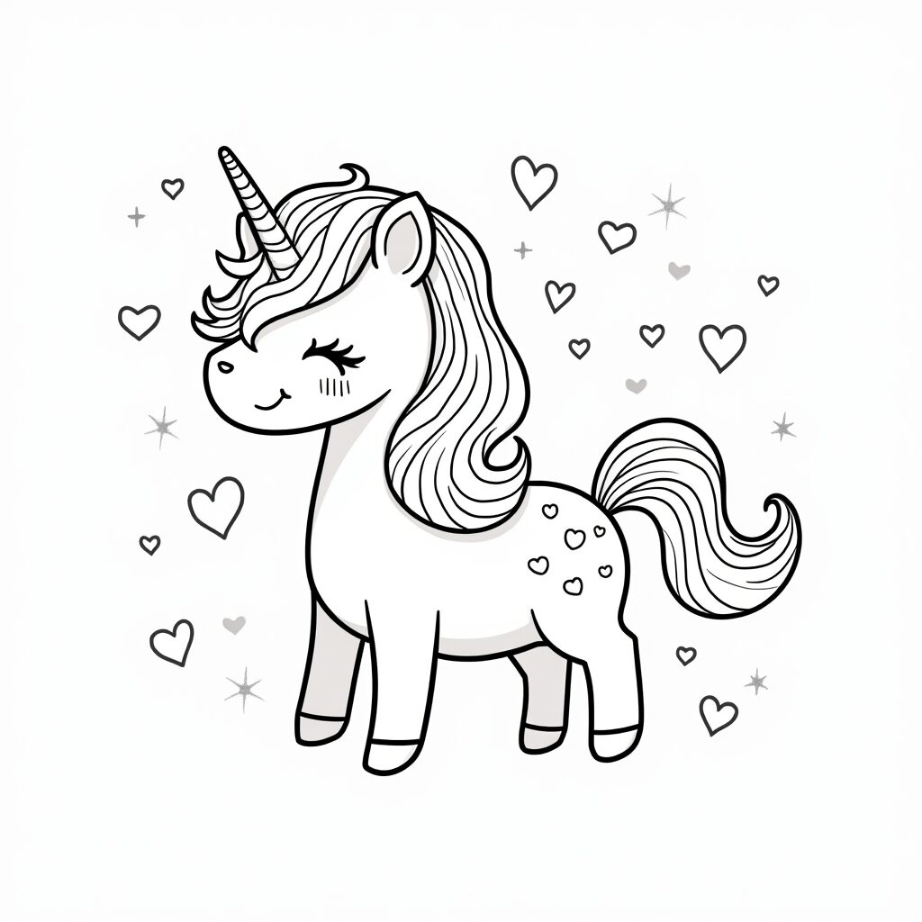 Coloring unicorn hearts Mane