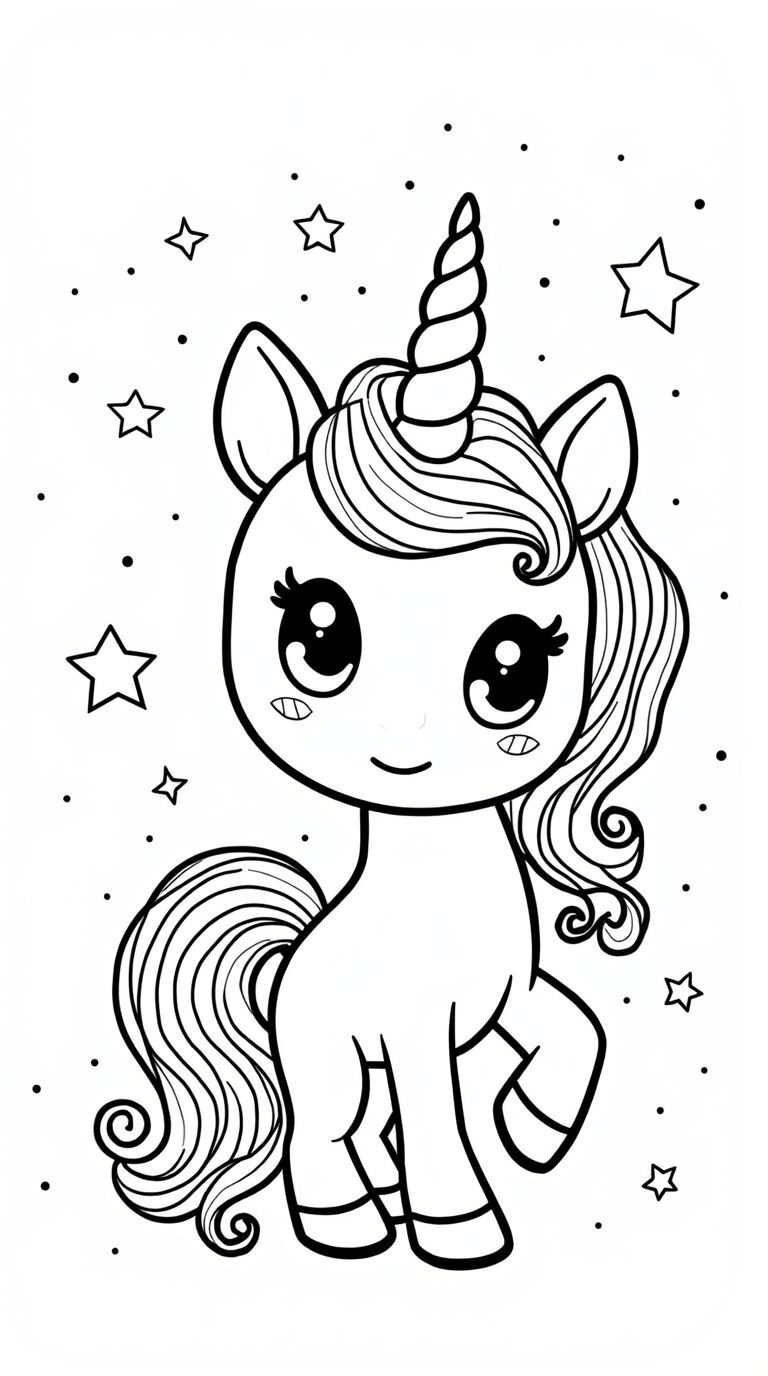 stars moons Coloring unicorn