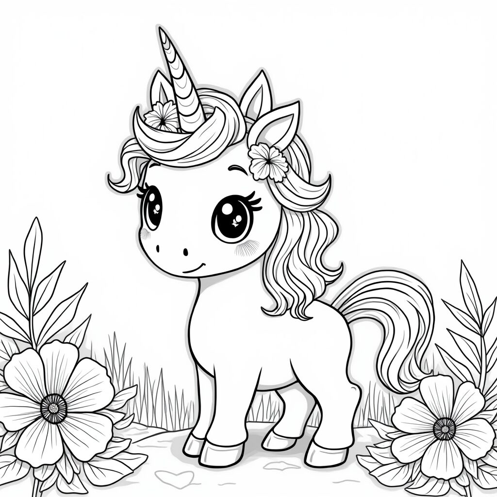 Coloring unicorn flowers Meadow