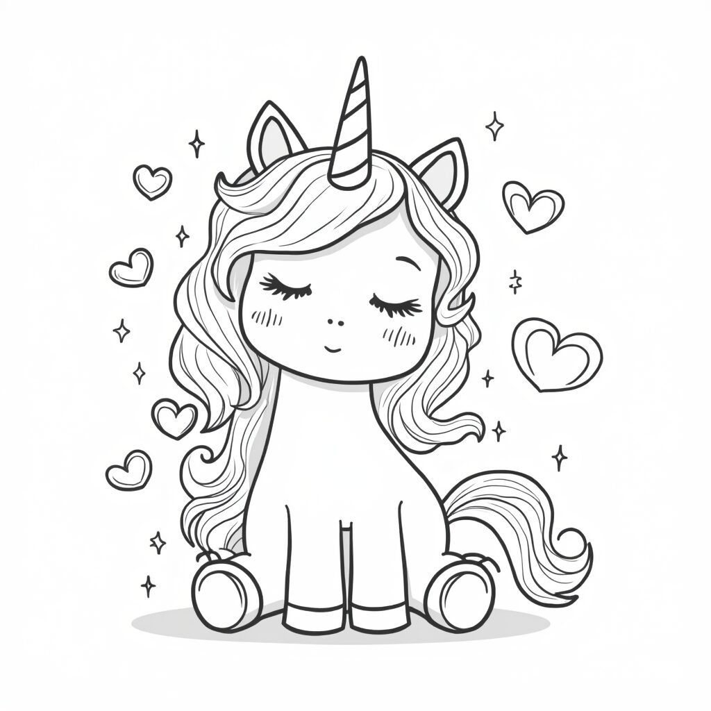 Coloring unicorn hearts