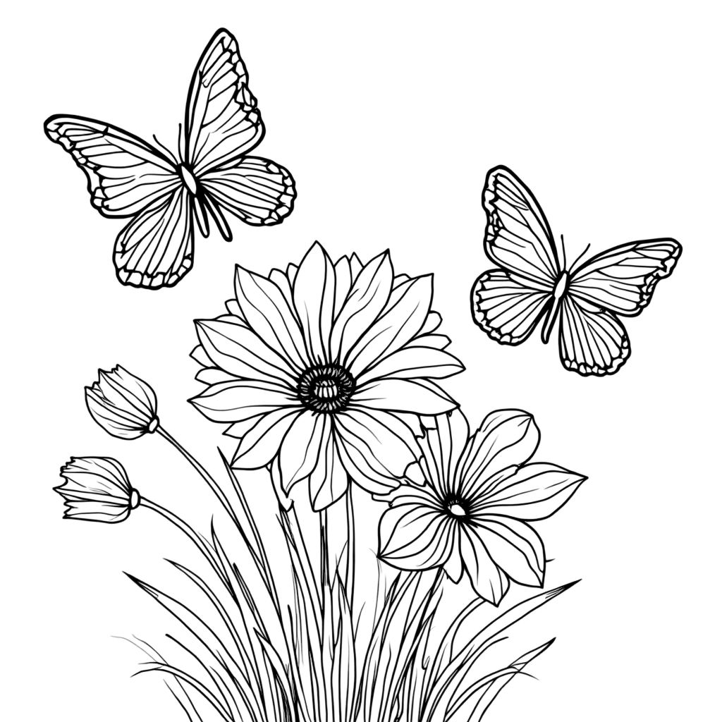 flower butterfly coloring pages