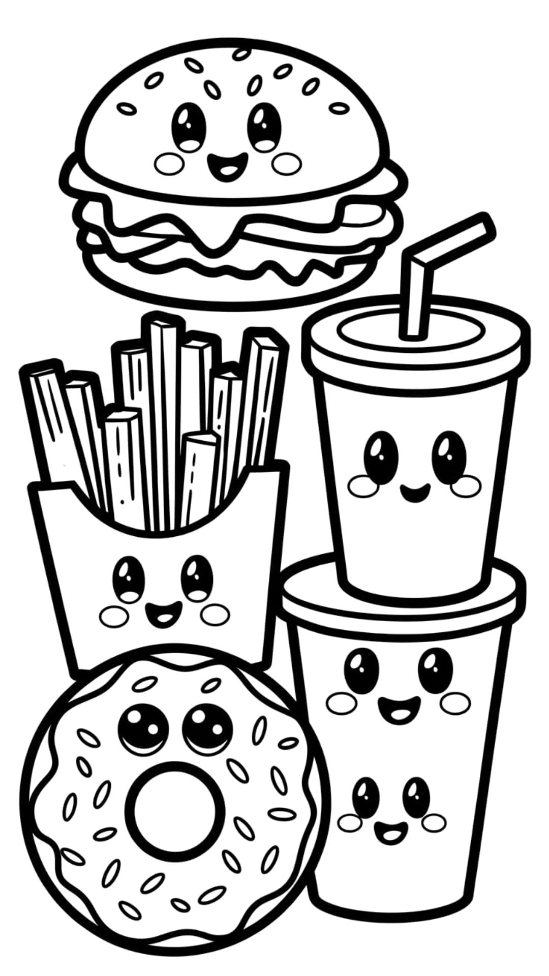 food kawaii coloring pages