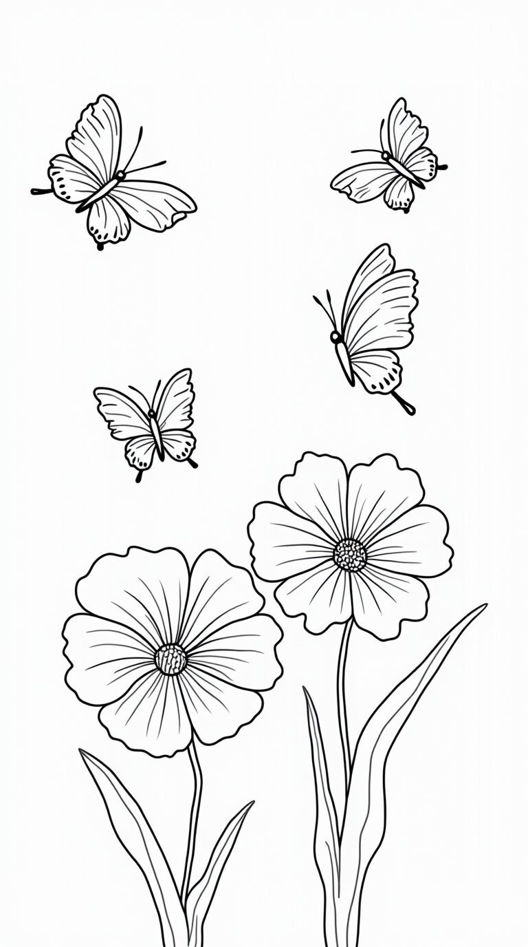 easy flower coloring pages