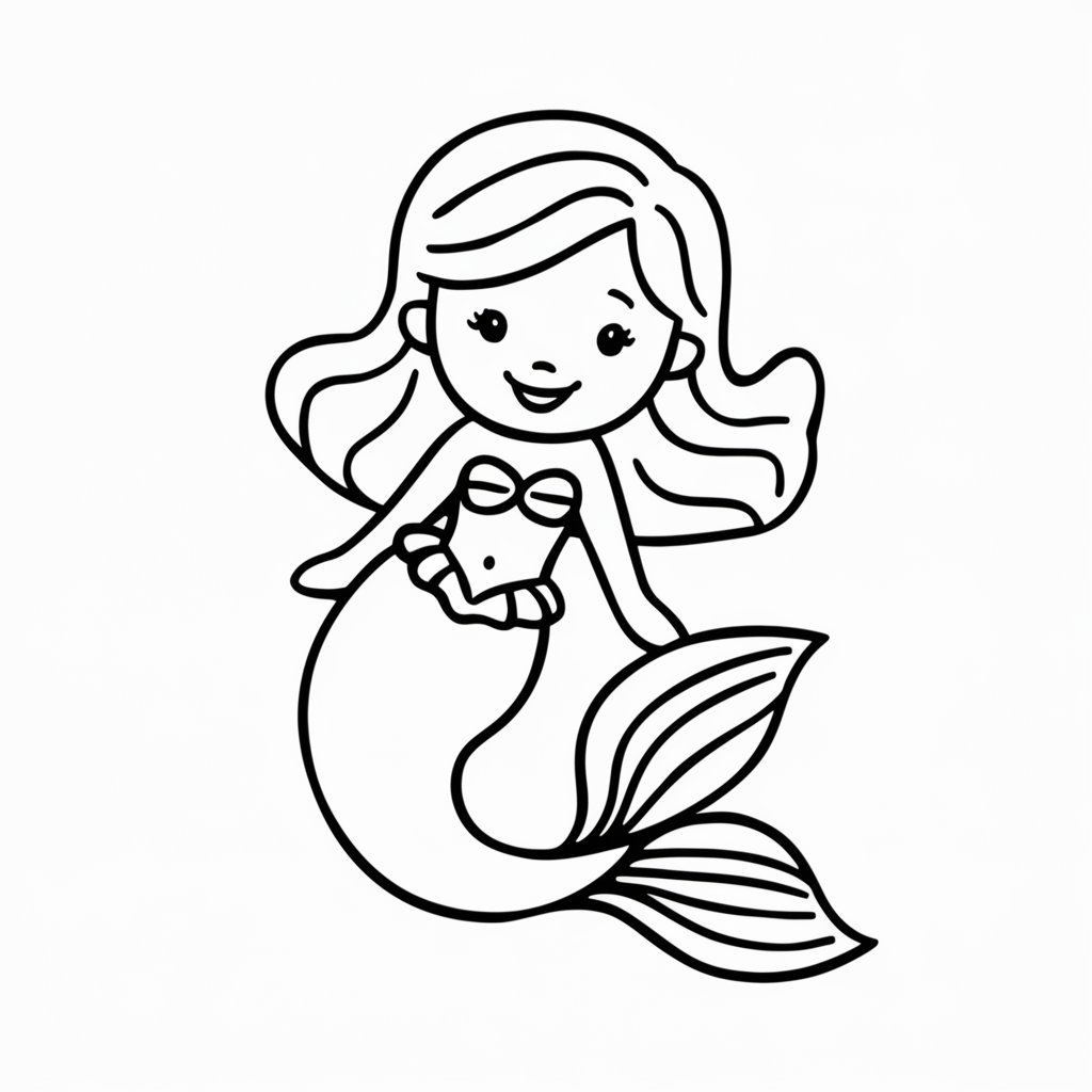 coloring page mermaid