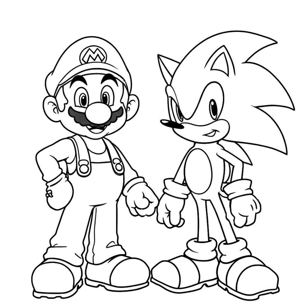mario and sonic coloring pages