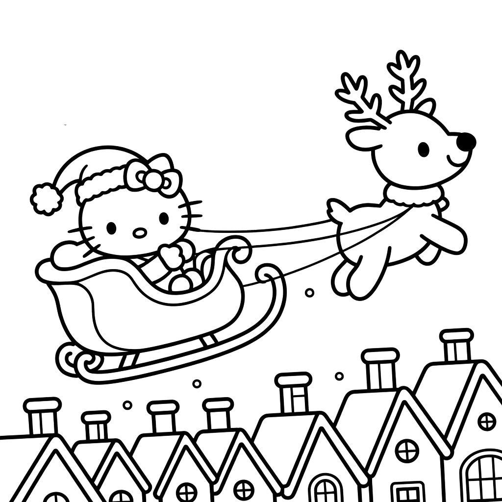 Color Hello Kitty Christmas Coloring page