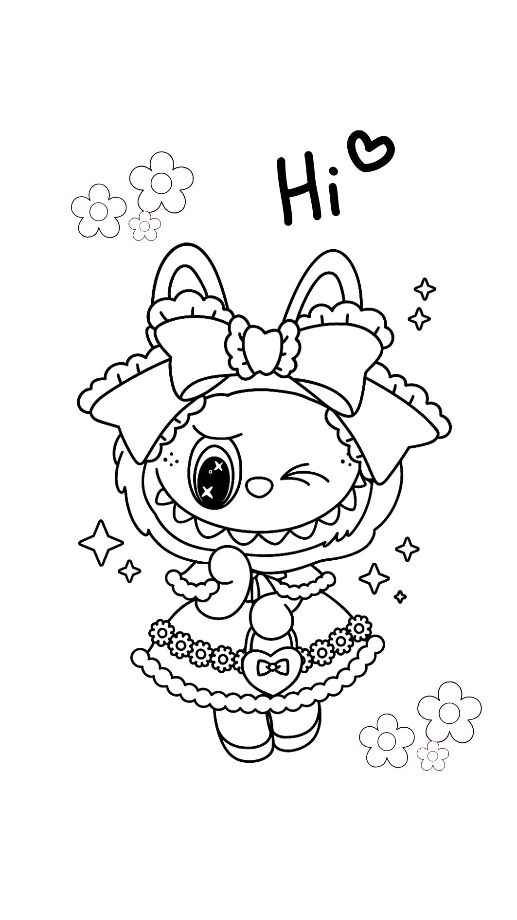 Easy Labubu coloring page PDF
