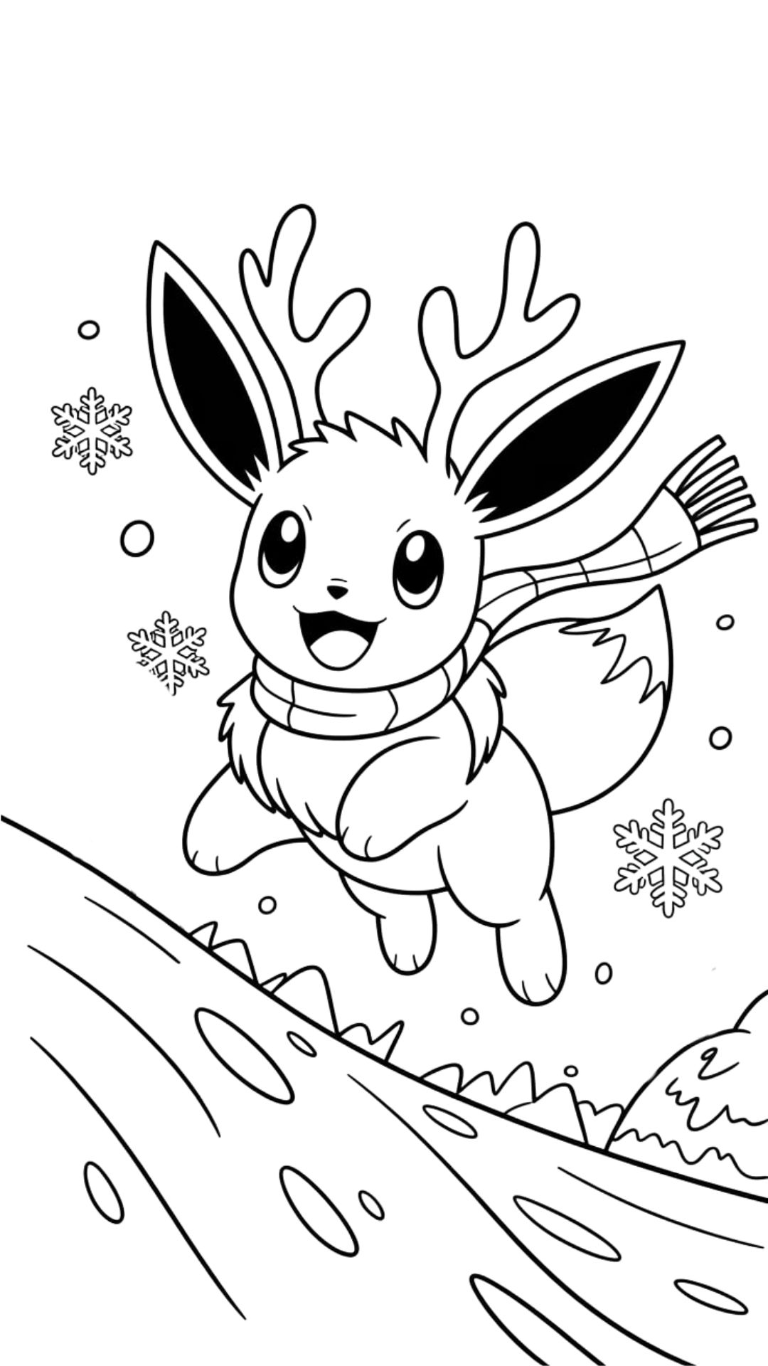 Eevee playing in the snow