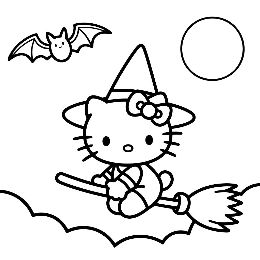 Halloween Hello Kitty Coloring Page