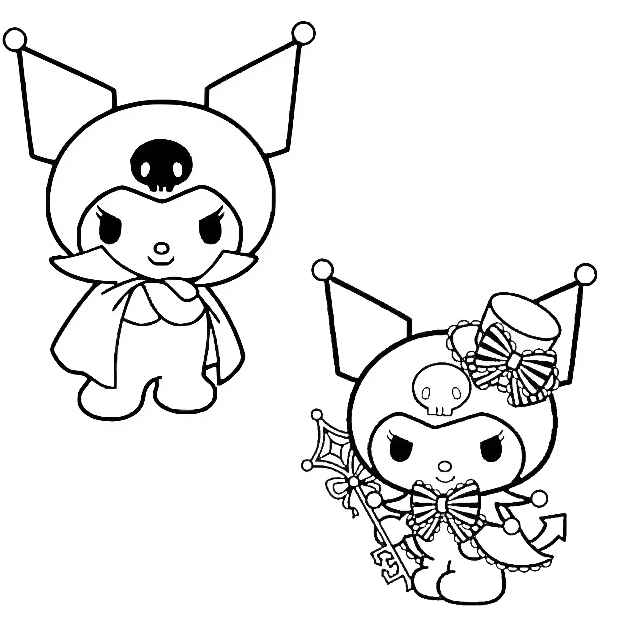 hello kitty kuromi coloring page