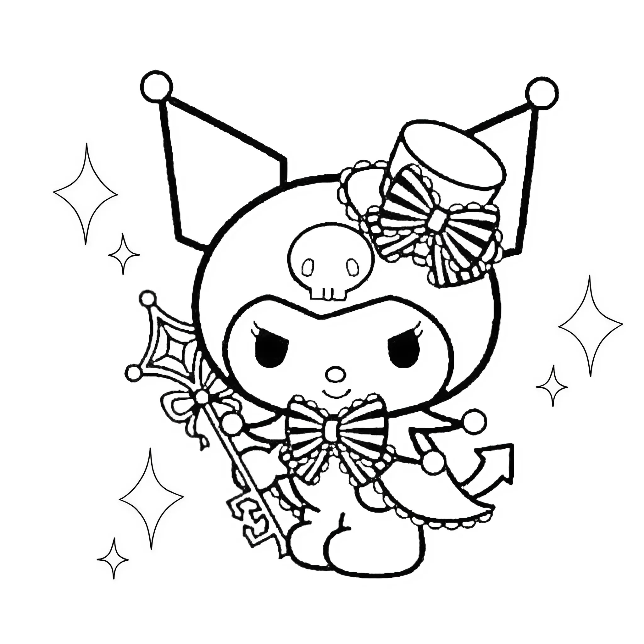 kuromi coloring pages easy