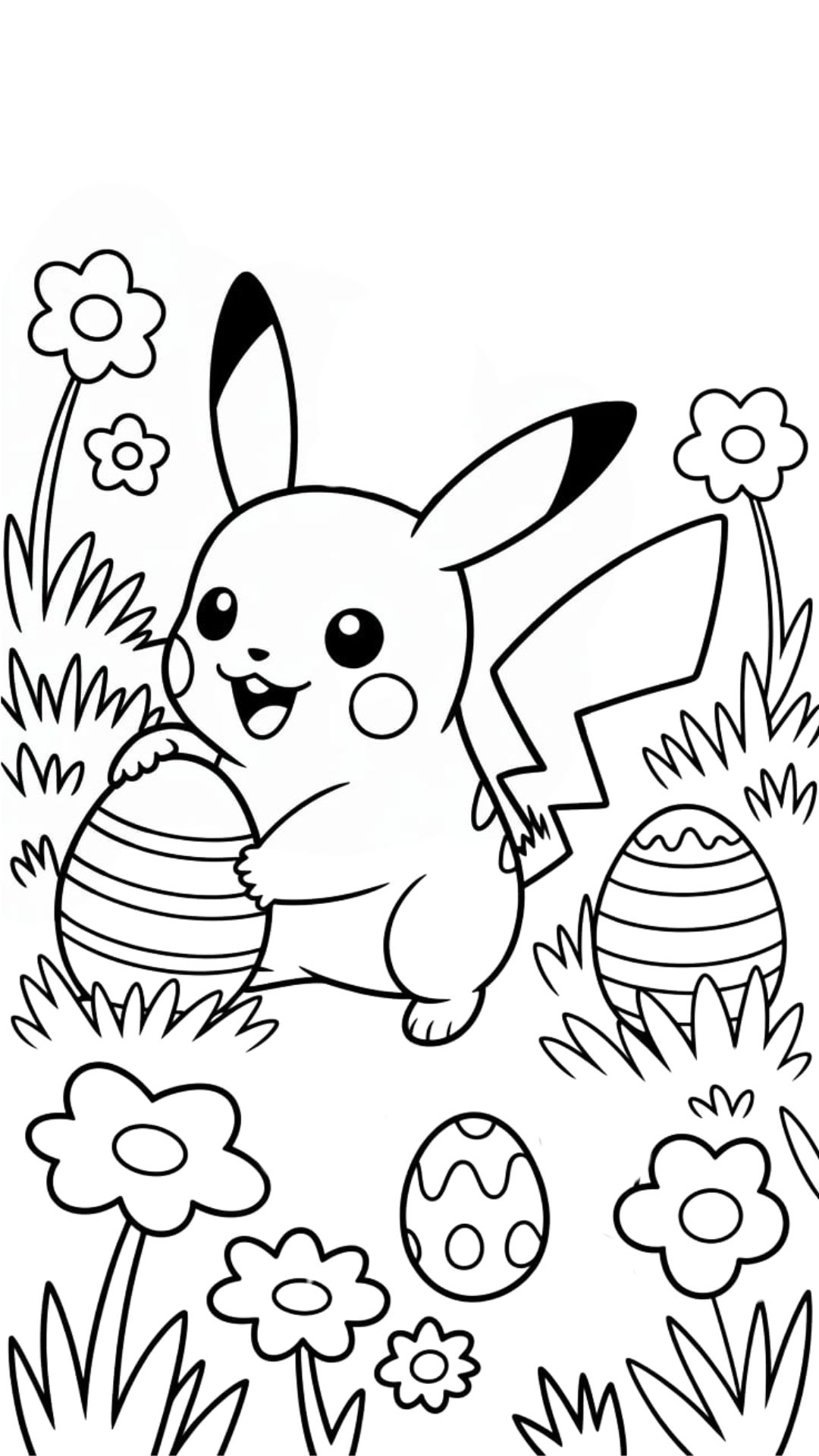 Pikachu Easter Egg Coloring Page PDF