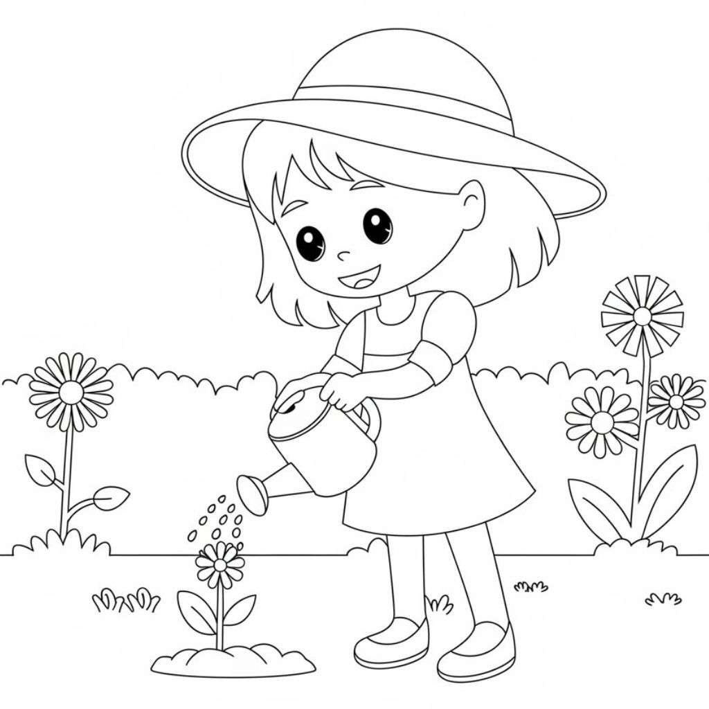 free printable gardening coloring pages