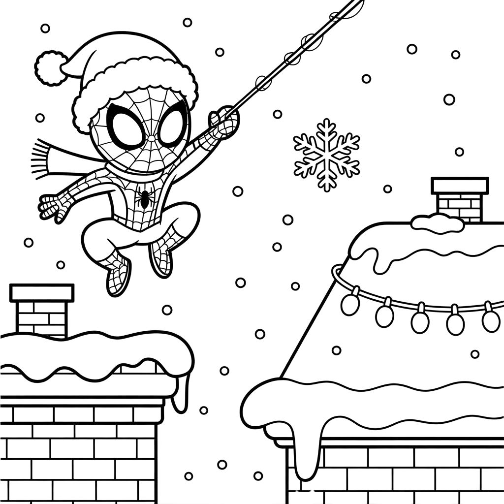 Spiderman Christmas Coloring Page