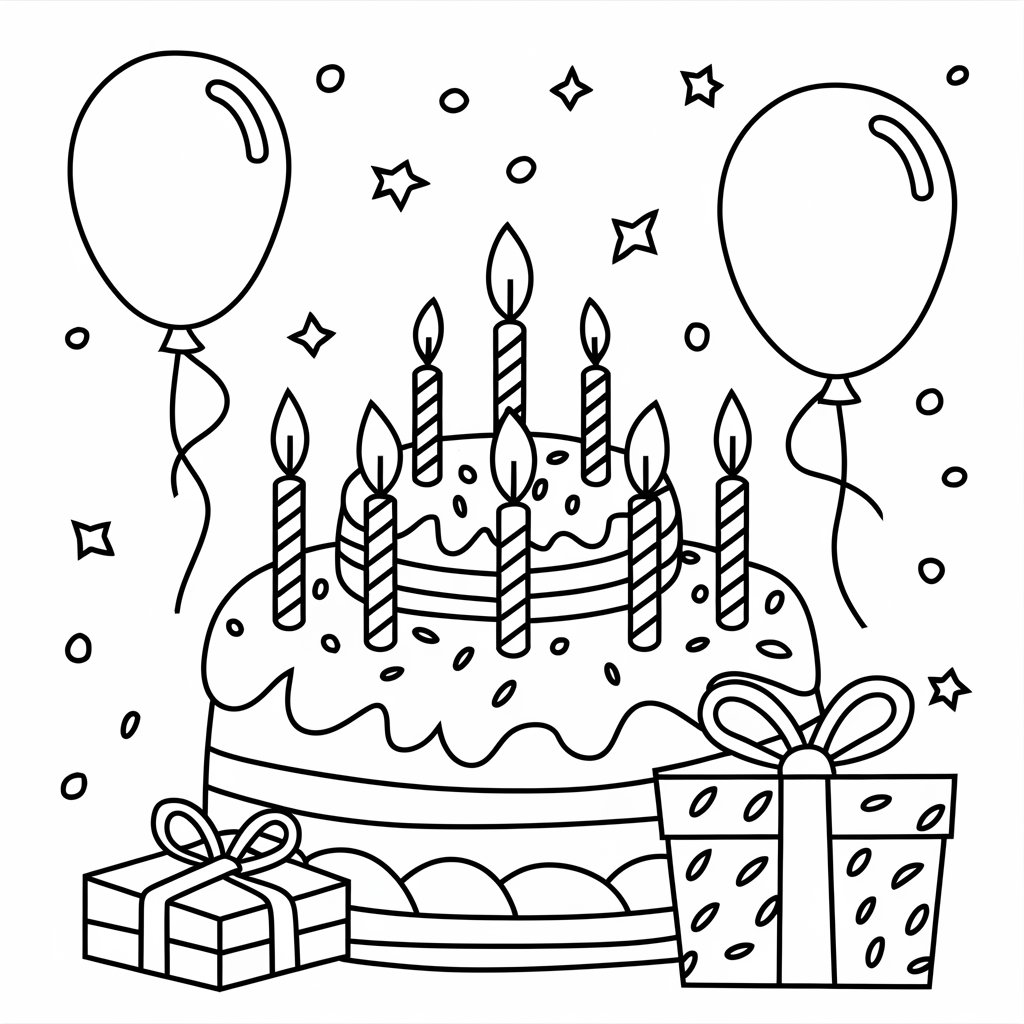 happy birthday color page