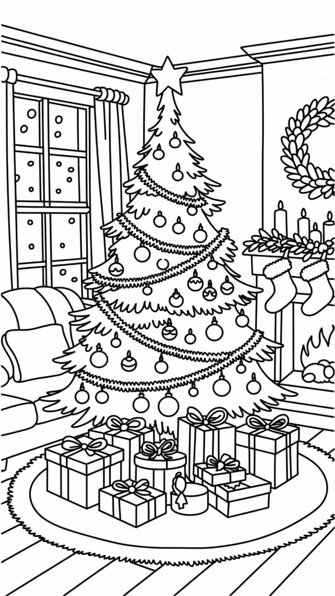 christmas tree coloring page printable