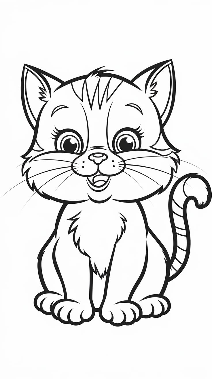 kitten and cat coloring pages