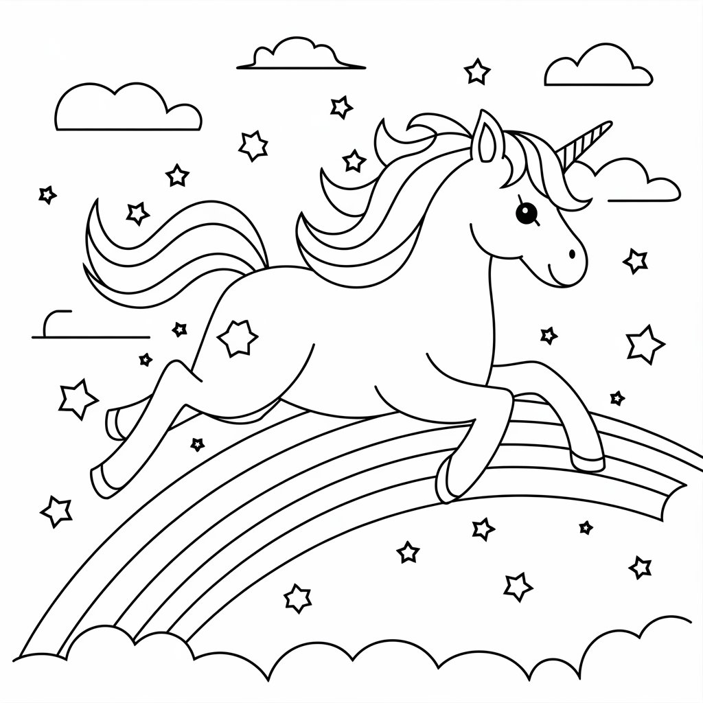coloring pages unicorn and rainbow