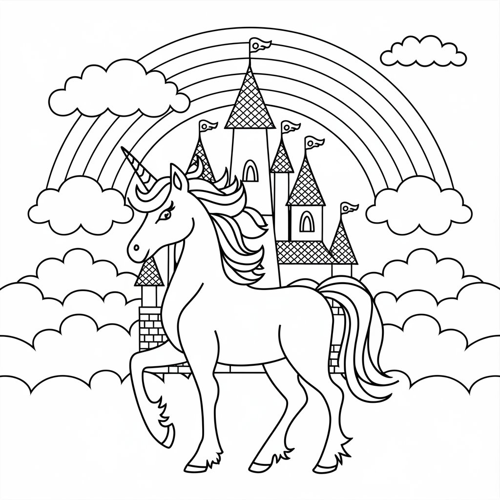 coloring pages of unicorns and rainbows