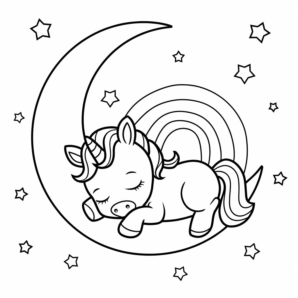 rainbow and unicorn coloring page