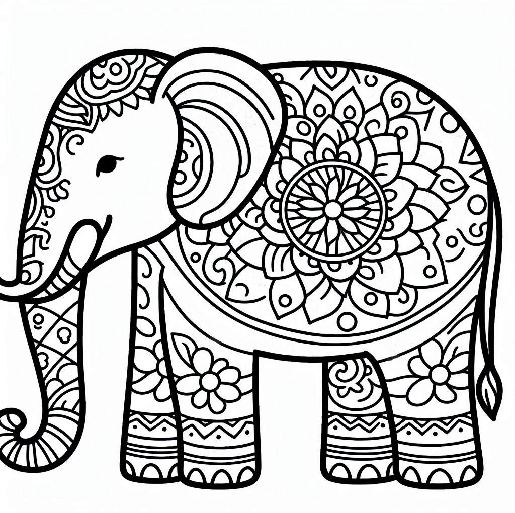 coloring book pages of elephants