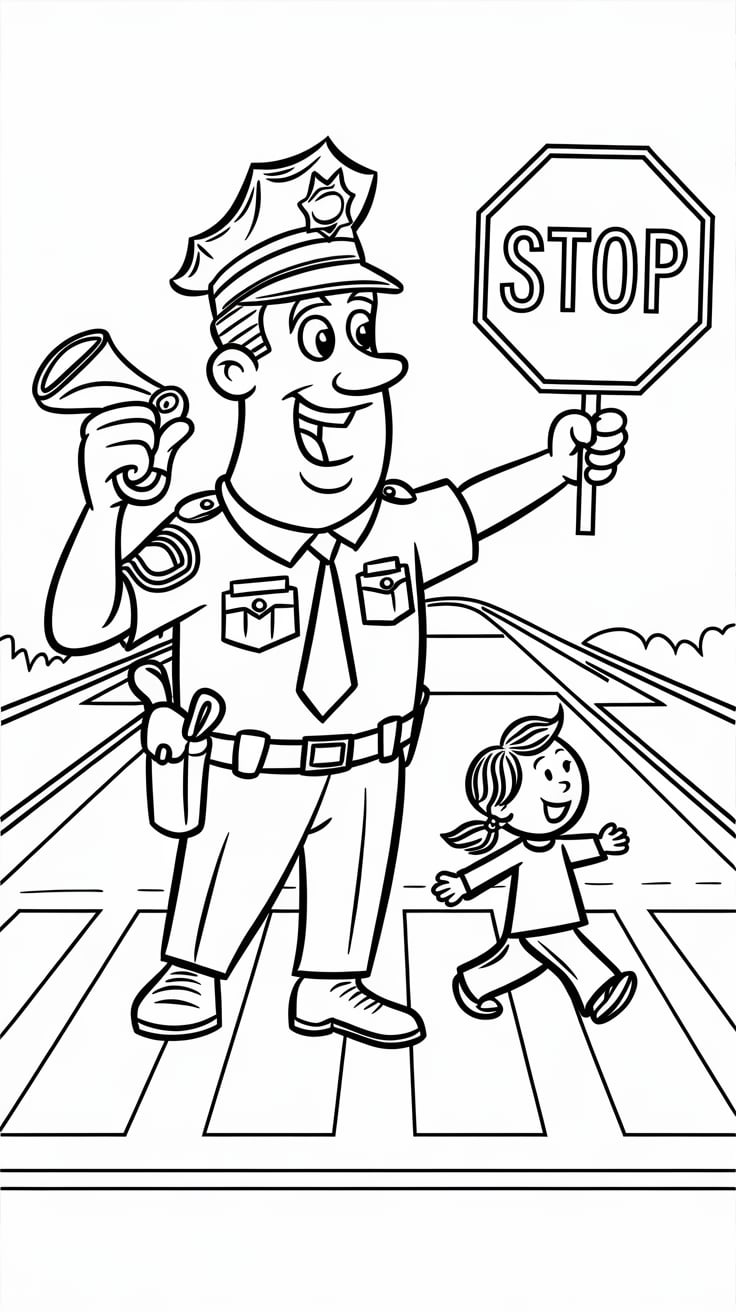 police officer coloring page