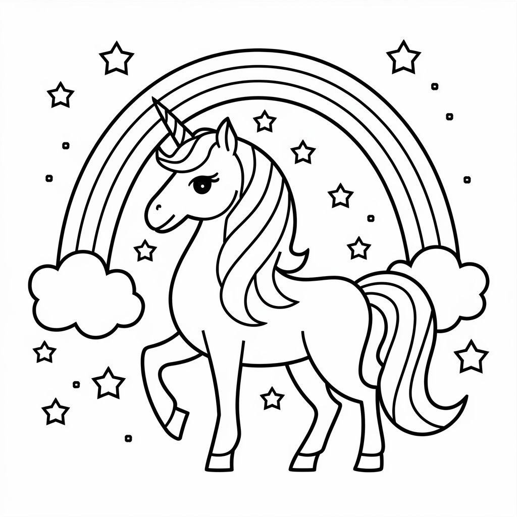unicorn rainbow color page