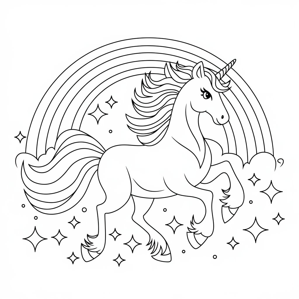 rainbow cute unicorn coloring pages