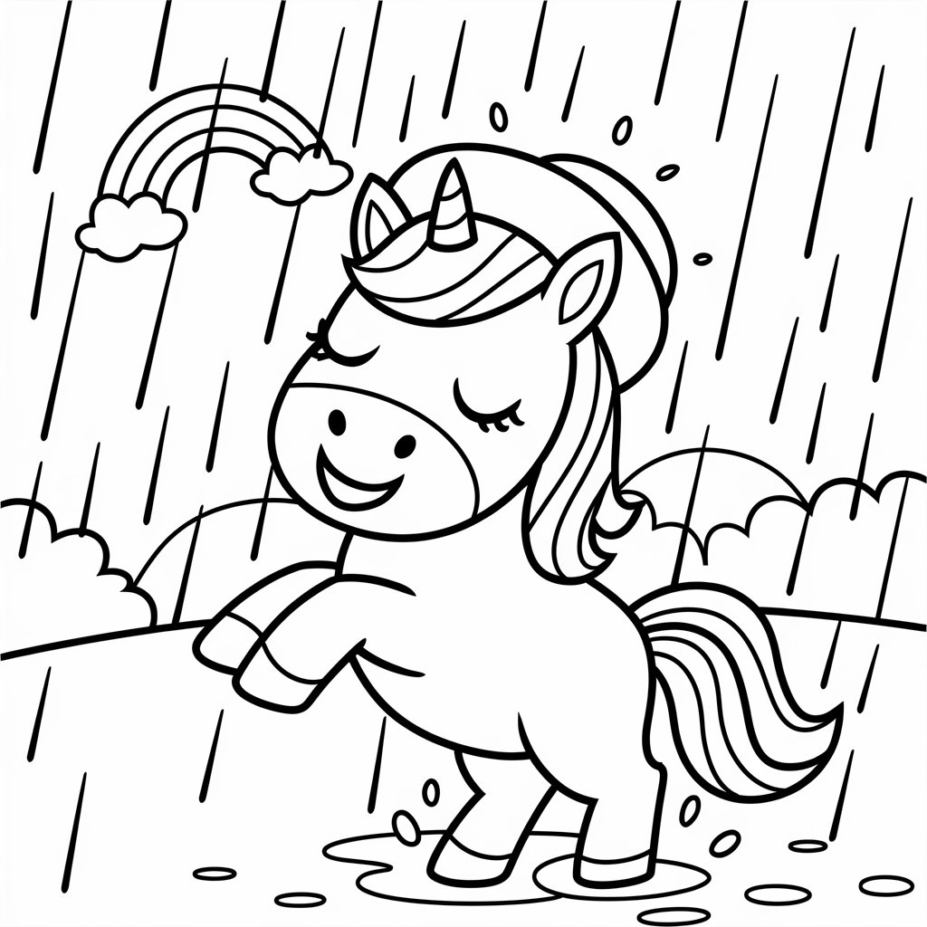 unicorn and rainbow coloring page