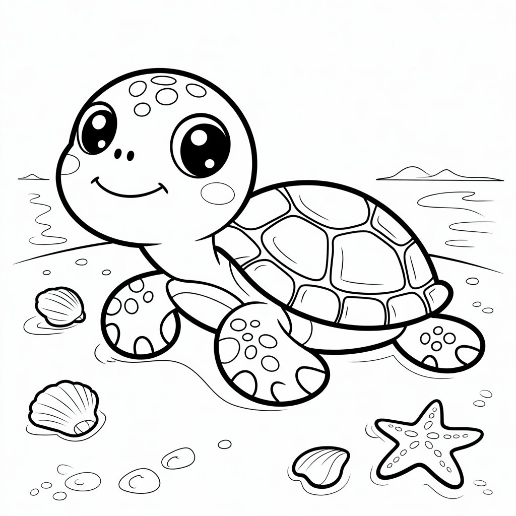 coloring page of a sea turtle