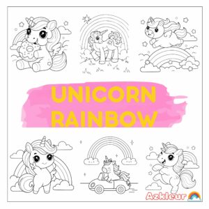 Unicorn Rainbow Coloring Pages