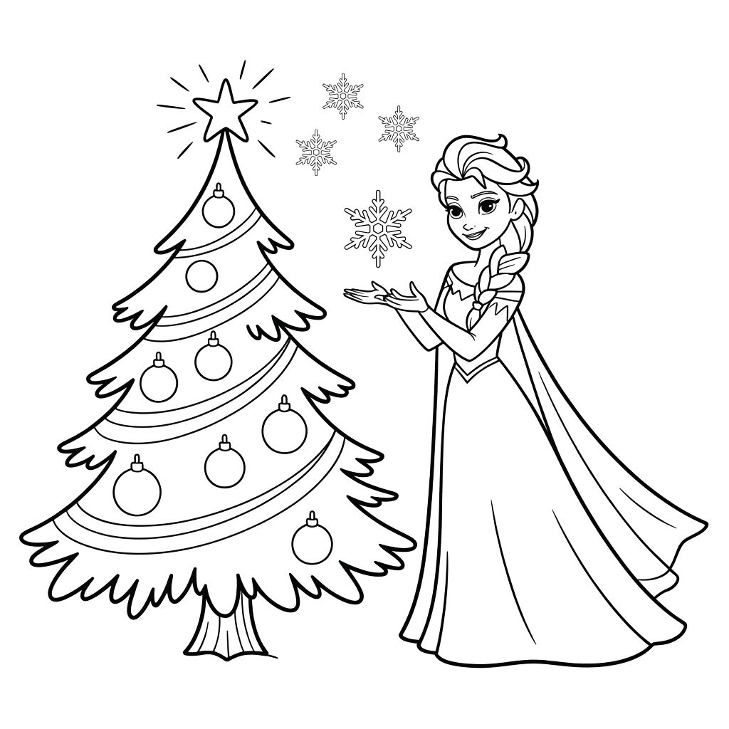 Elsa christmas coloring page