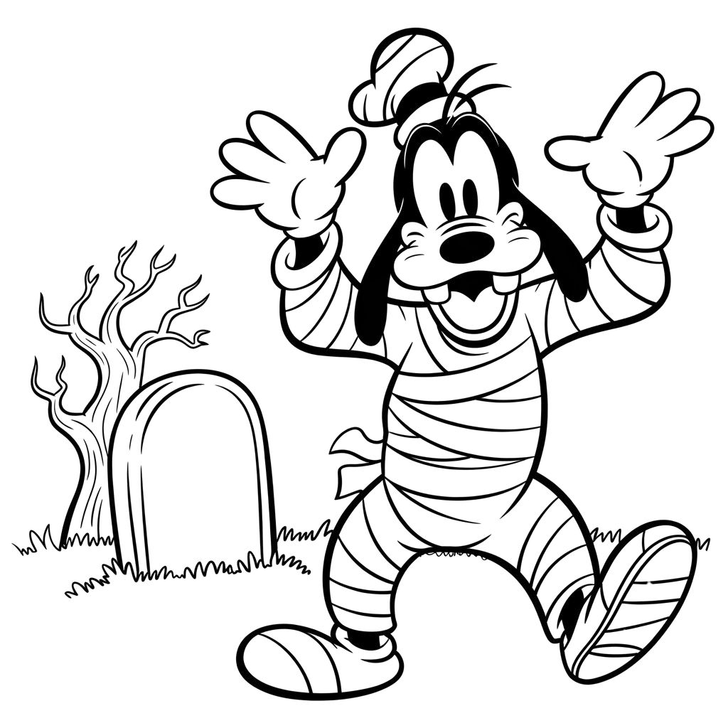Goofy Halloween Coloring Page