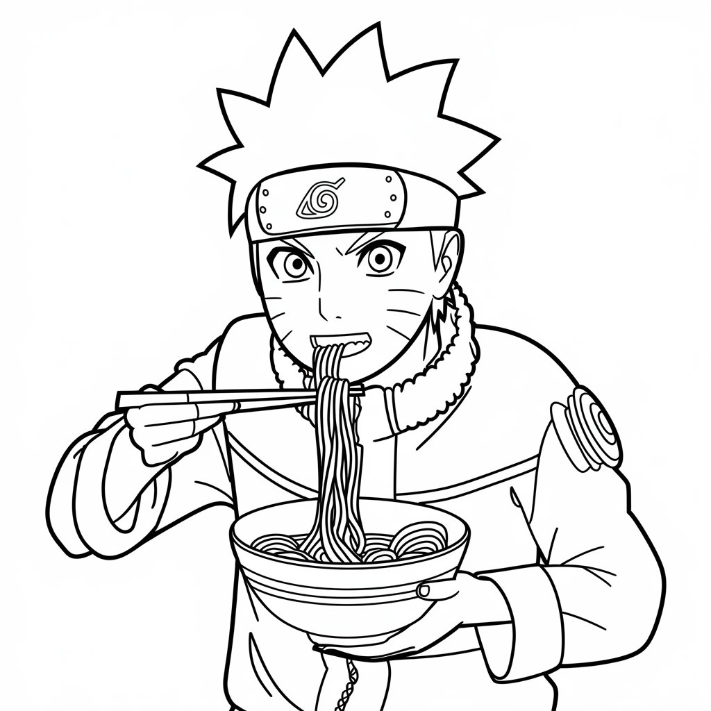 Naruto Eating Ramen Coloring Page