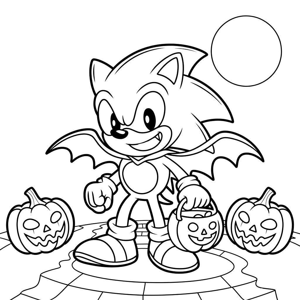 Pumpkins With Halloween Sonic Coloring Sheet