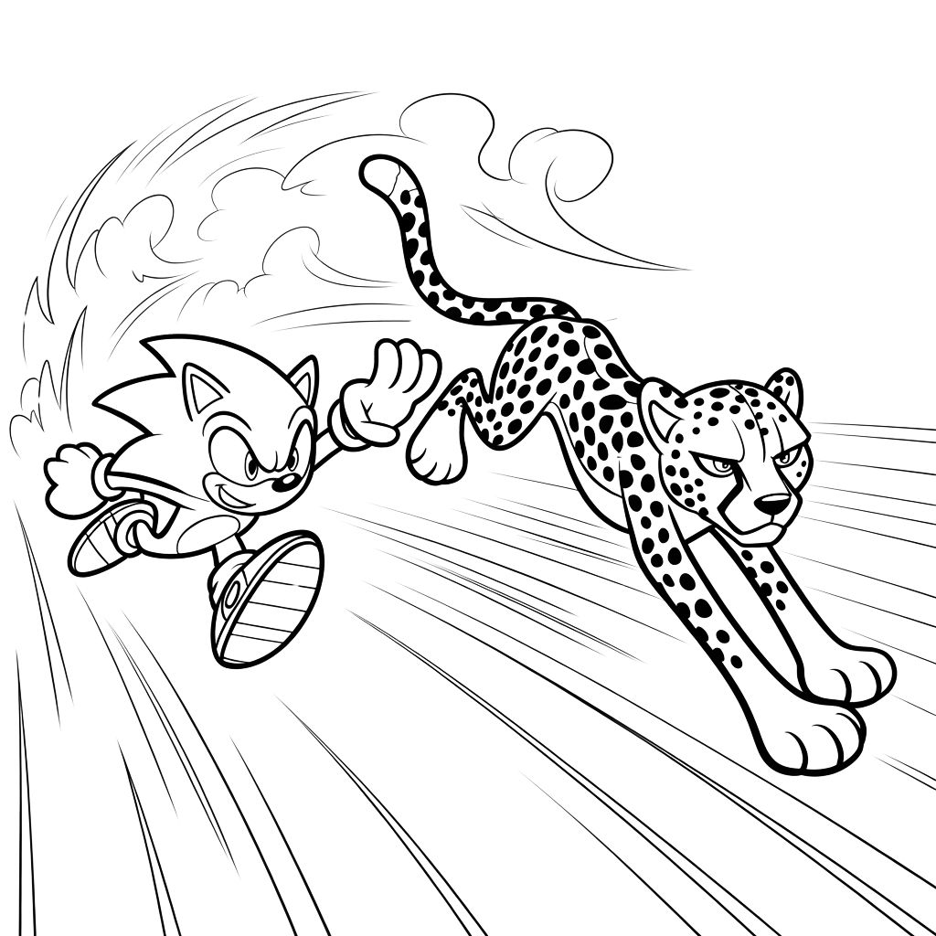 Sonic And Cheetah Coloring Sheet For Kids