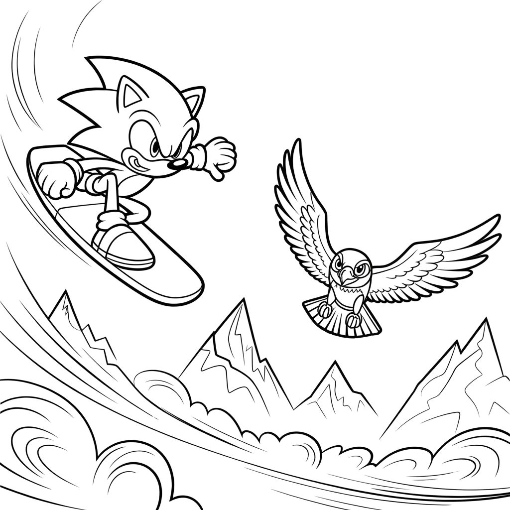 Sonic And Eagle Coloring Page Adventure