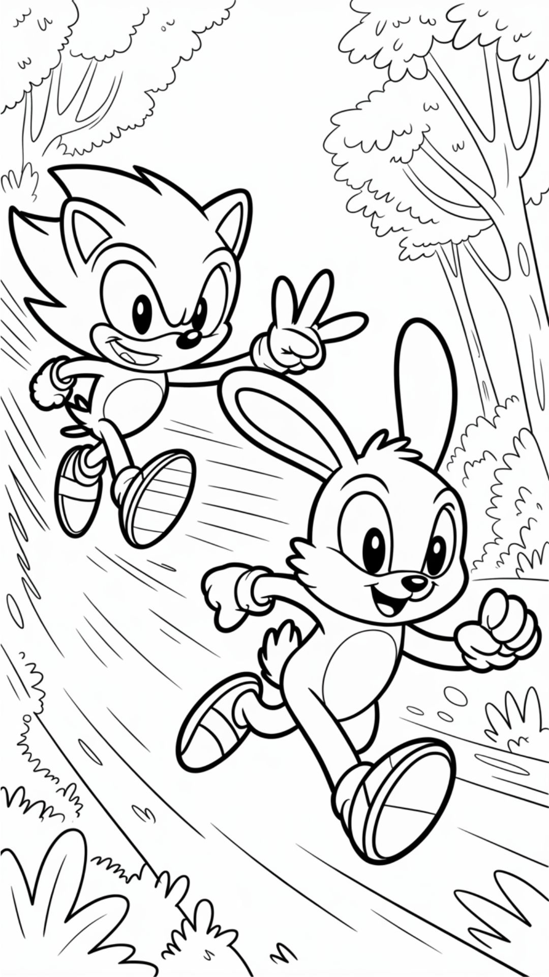 Sonic And Rabbit Coloring Page