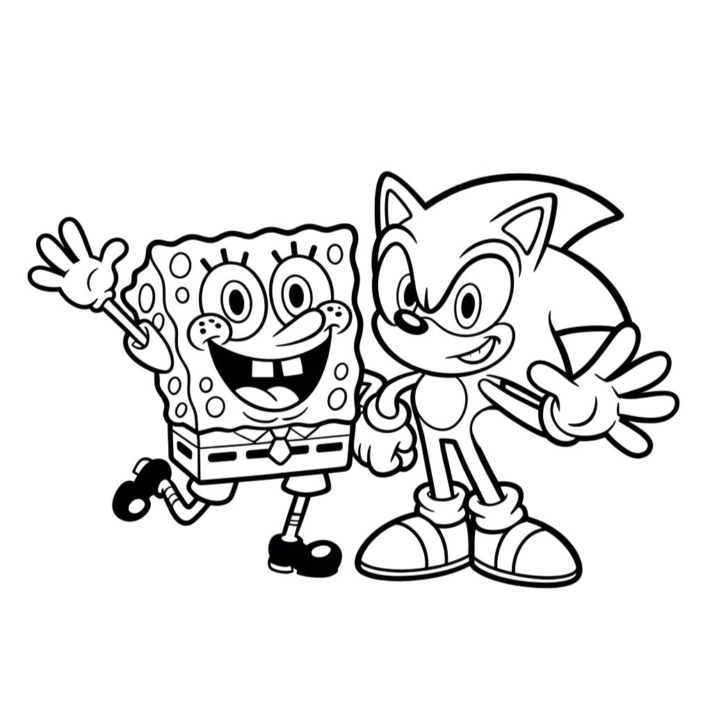 SpongeBob And Sonic Fun Coloring Sheet