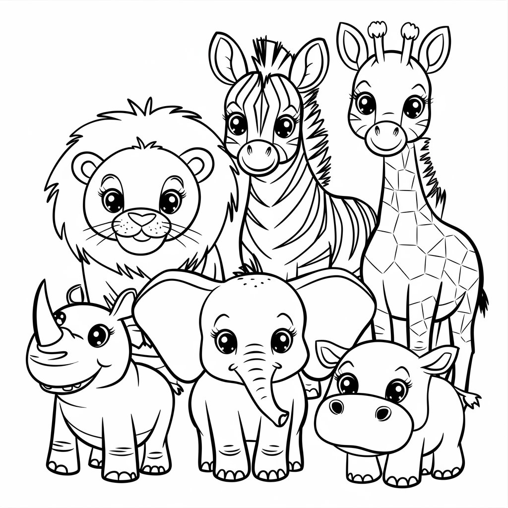 animal coloring pages baby cute animal drawings