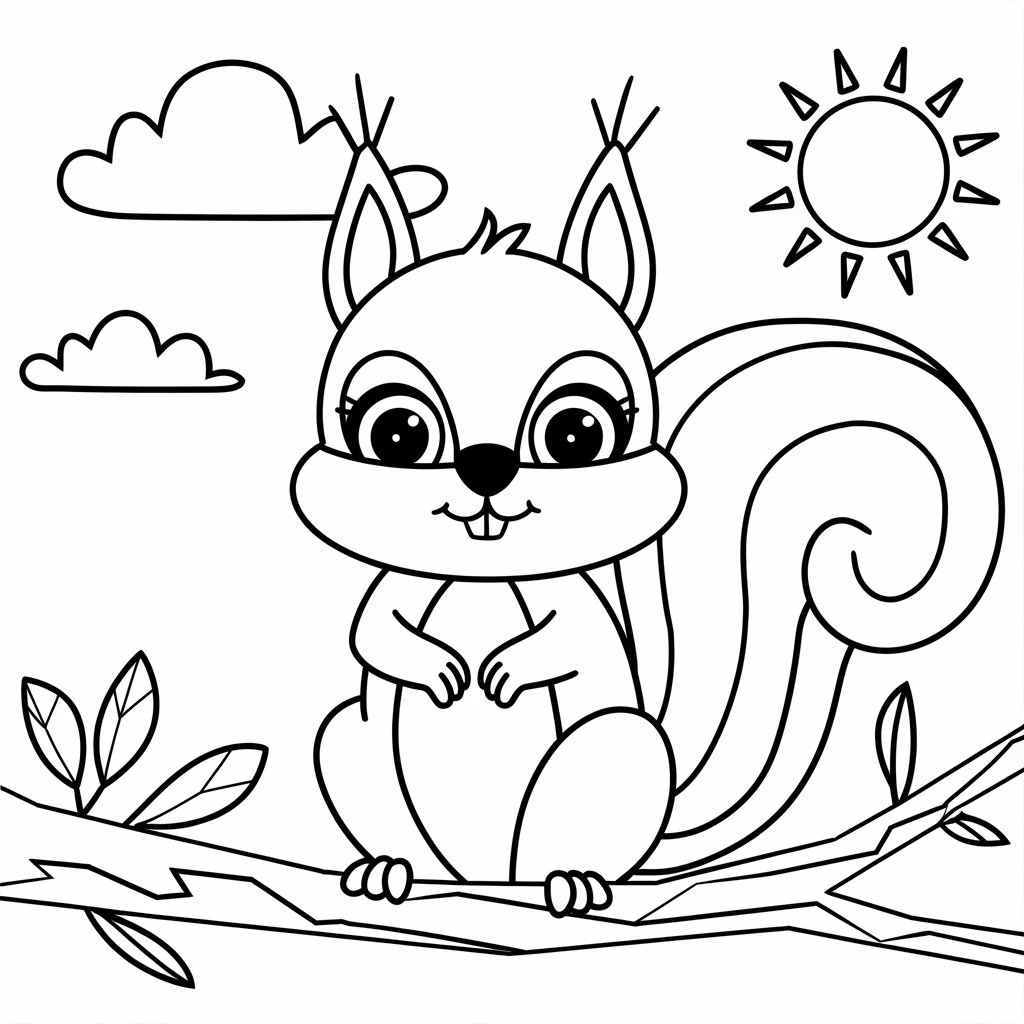 realistic squirrel coloring page