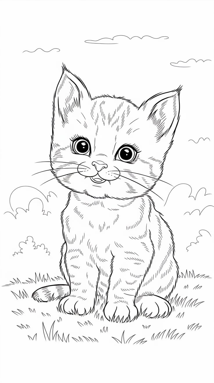 baby cat coloring page easy