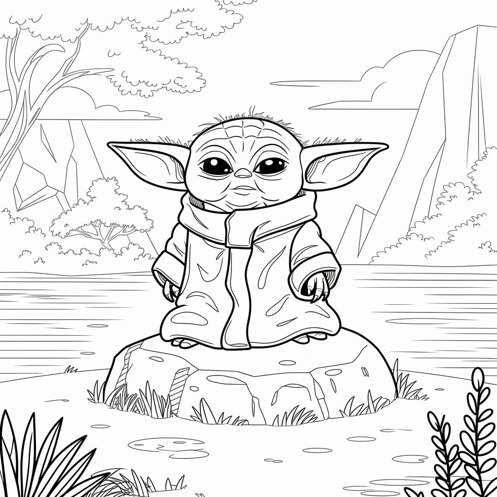 baby yoda coloring page