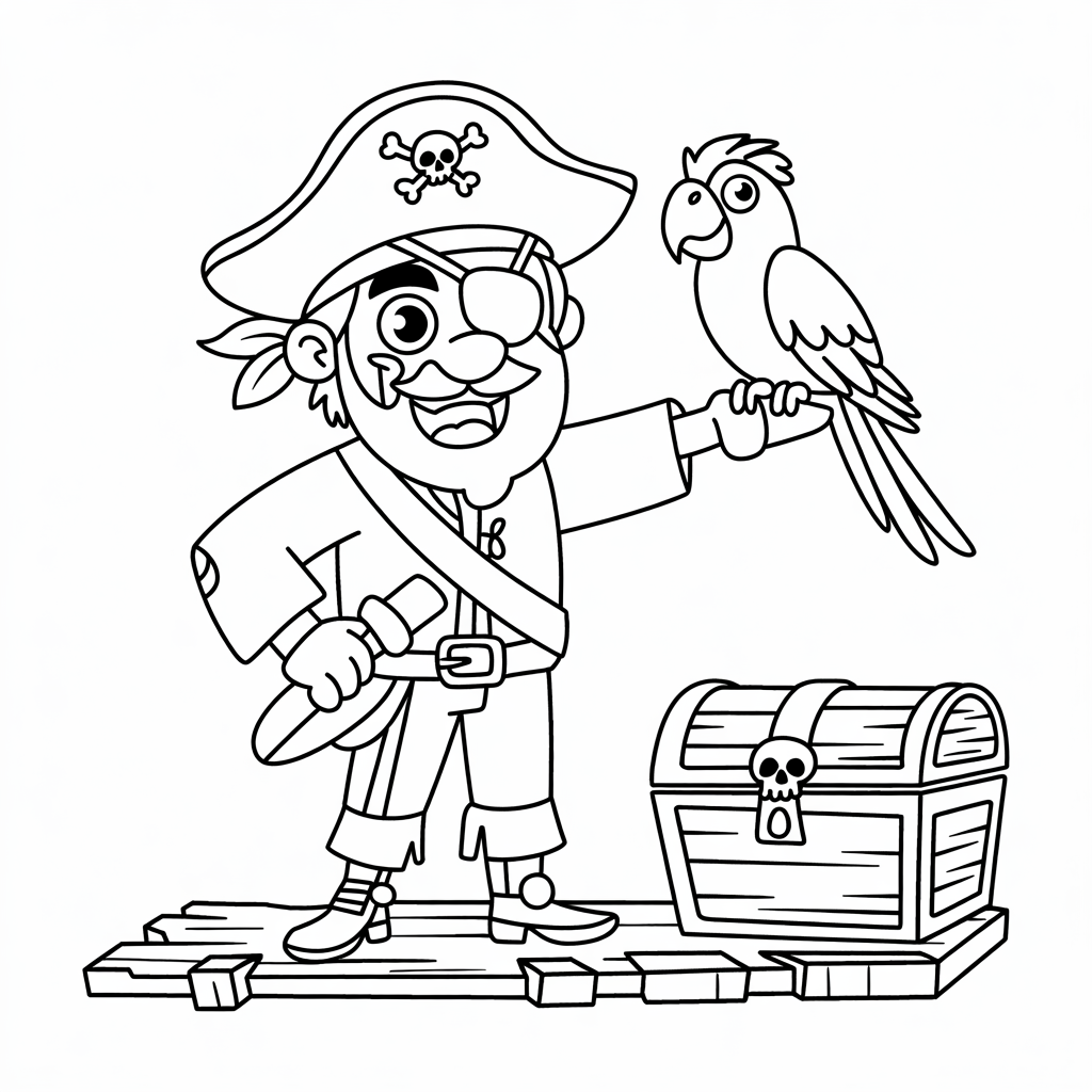 coloring page pirate