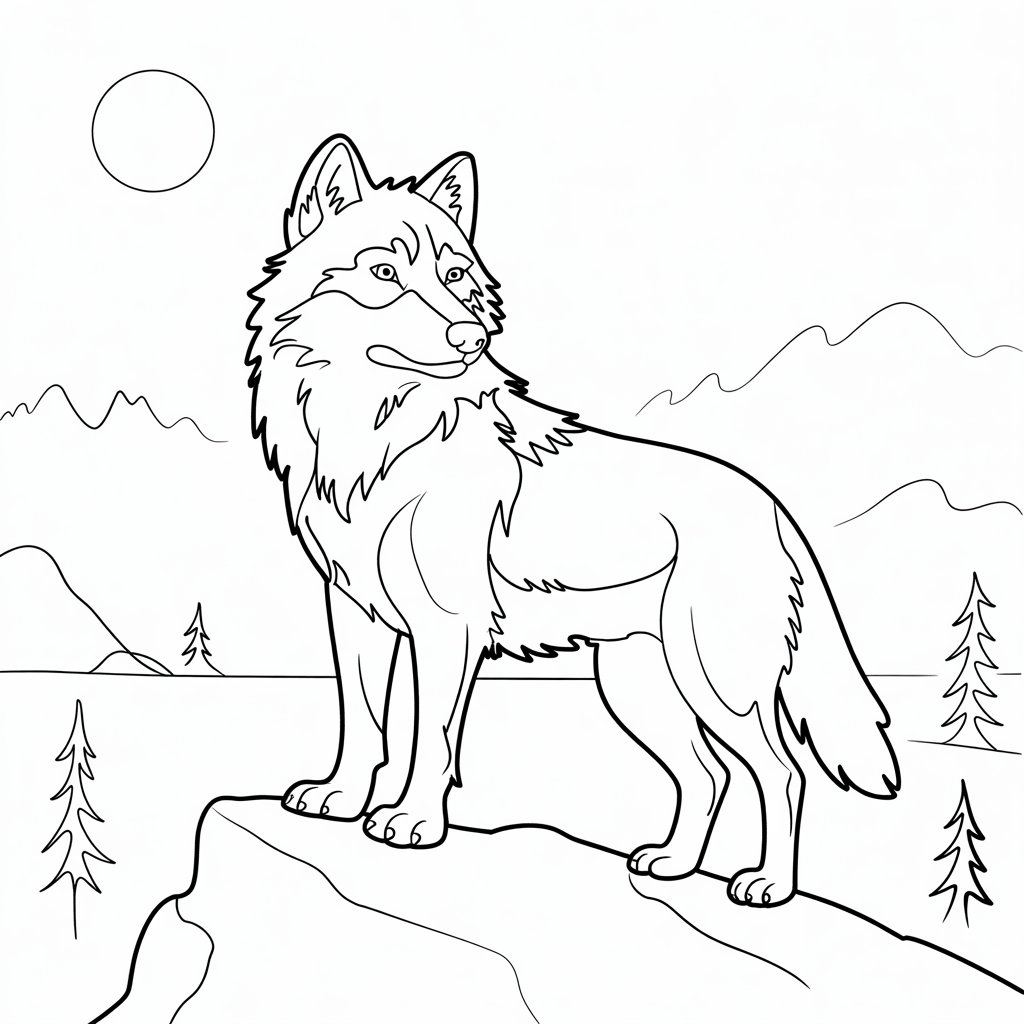coloring pages of a wolf