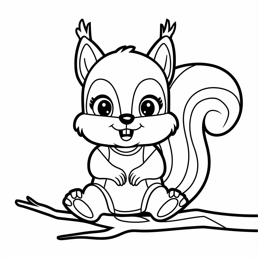 coloring page of a squirrel