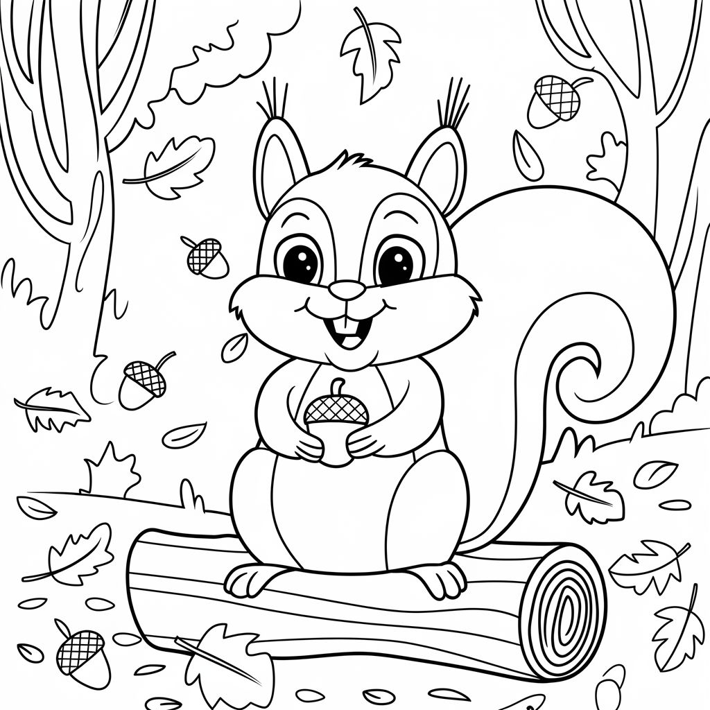 cute squirrel coloring page