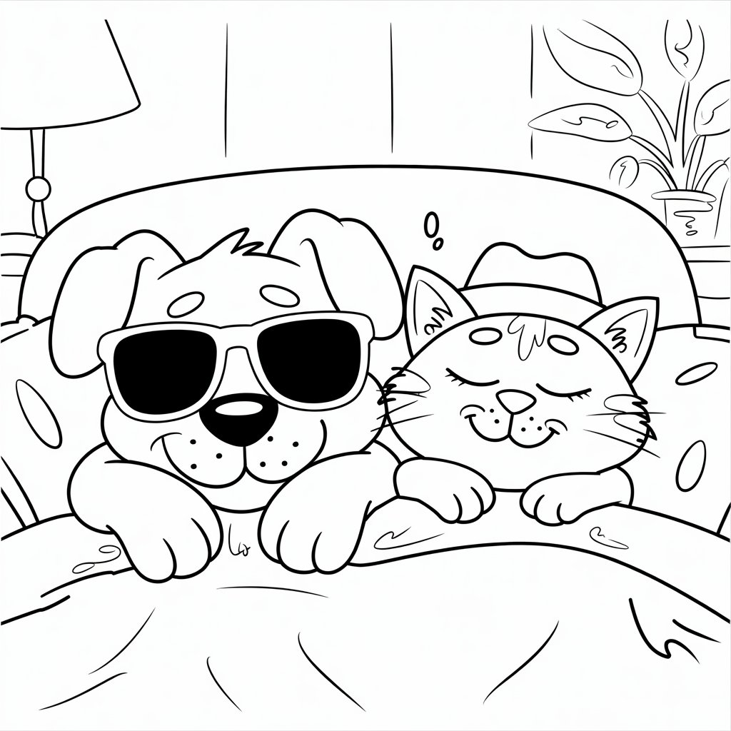 cat and dog coloring pages